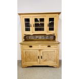 AN EASTERN EUROPEAN PINE DRESSER W 143CM D 58CM H 198CM.