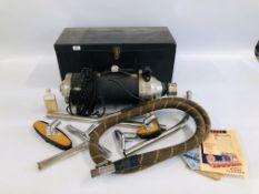 A VINTAGE ABINGDON KING - DICK ELECTRIC VACUUM CLEANER IN FITTED CASE (COLLECTOR'S ITEM ONLY)