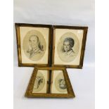 A PAIR OF GILT FRAMED PORTRAITS OF GENTLEMAN BELIEVED TO BE SIGNED BEARMAN 1908 ALONG WITH GILT