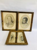 A PAIR OF GILT FRAMED PORTRAITS OF GENTLEMAN BELIEVED TO BE SIGNED BEARMAN 1908 ALONG WITH GILT