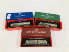 3 1/160TH SCALE PEWTER LOCOMOTIVE TRAINS TO INCLUDE EVENING STAR, MALLARD AND CITY OF ST.