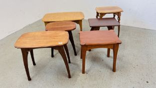 SIX VARIOUS BESPOKE HANDMADE OCCASIONAL TABLES TO INCLUDE OAK AND MAHOGANY EXAMPLES.