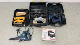 2 EINHELL 180 CORDLESS DRILL COMPLETE WITH CHARGER IN HARD CARRY CASE ALONG WITH JCB TSS ORBITAL