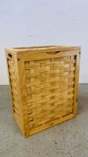 WOVEN BEECHWOOD LINEN BOX W 47CM. D 31CM. H 58CM.