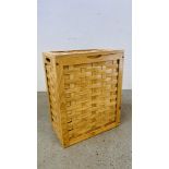 WOVEN BEECHWOOD LINEN BOX W 47CM. D 31CM. H 58CM.