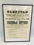 AN ORIGINAL 1940'S LOCAL ADVERTISING POSTER "MILL ROAD BLOFIELD" THOS. W.M.