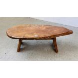 A RUSTIC WOOD SLICE COFFEE TABLE W 106CM X D 45CM X H 36.5CM.