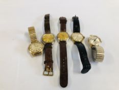 A GROUP OF 5 VINTAGE WRIST WATCHES TO INCLUDE 1950'S AND 60'S EXCALIBUR AND ROMONA, MISALLA,