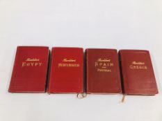 4 Collectable Baedeker’s Guide books all stamped “Belonging to Lloyds” and bound in red cloth with