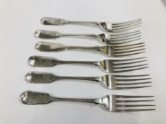 5 MATCHING SILVER FIDDLE PATTERN DESSERT FORKS, LONDON 1832,