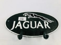 REPRODUCTION CAST IRON JAGUAR HOOK WALL PLAQUE.