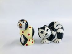 TWO LORNA BAILEY COLLECTIBLE CAT ORNAMENTS BEARING SIGNATURES TO INCLUDE A PEPPER EXAMPLE.