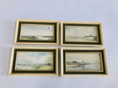 4 FRAMED AND MOUNTED JASON PARTNER WATERCOLOURS TO INCLUDE CATTLE BY THE RIVER, THE QUIET CROOK,