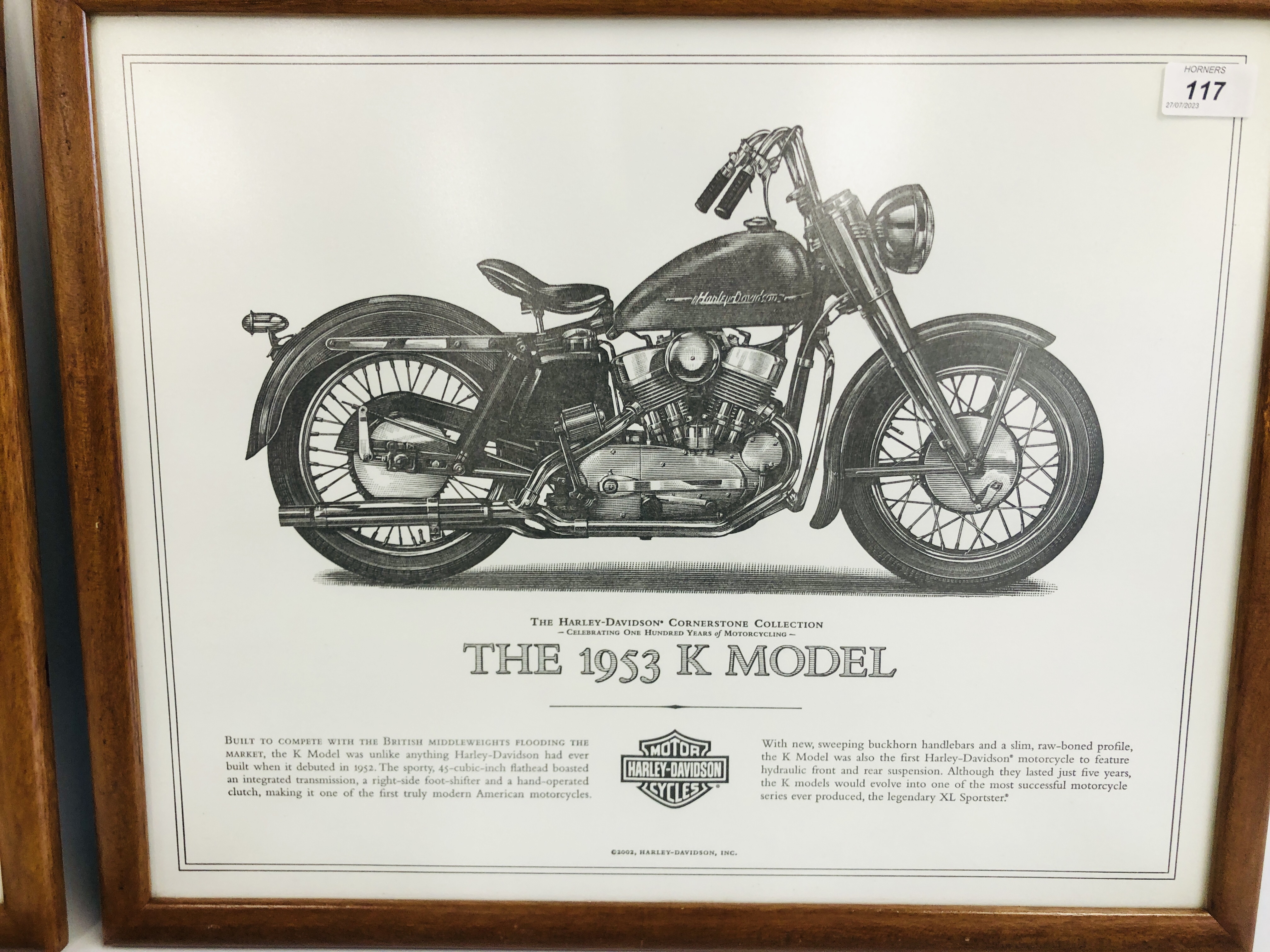 A GROUP OF 5 HARLEY-DAVIDSON MOTORCYCLE PRINTS, 54CM X 44CM. - Image 2 of 6