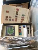 TUB OF LOOSE STAMPS, FIRST DAY COVERS, THREE ALBUMS OF FLORA AND FAUNA OF THE WORLD COVERS ETC.