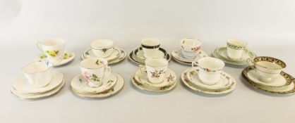 9 TRIO'S OF VINTAGE SHELLY TEA WARE + ONE FURTHER CUP AND SAUCER