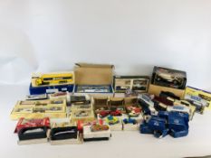 A COLLECTION OF DIE-CAST MODEL VEHICLES TO INCLUDE CORGI AND DAYS GONE EXAMPLES ETC.
