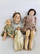 A GROUP OF VINTAGE DOLLS TO INCLUDE A HEUBACH KOPPELSDORF 300.