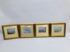 4 FRAMED OIL ON BOARD PAINTINGS BEARING SIGNATURES S. WOOD 11CM W X 8CM H.