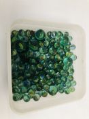 TUB OF GLASS MARBLES.