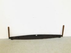 VINTAGE LARGE LUMBER JACK 2 MAN TIMBER SAW 164CM LONG 1 HANDLE A/F (LOOSE)