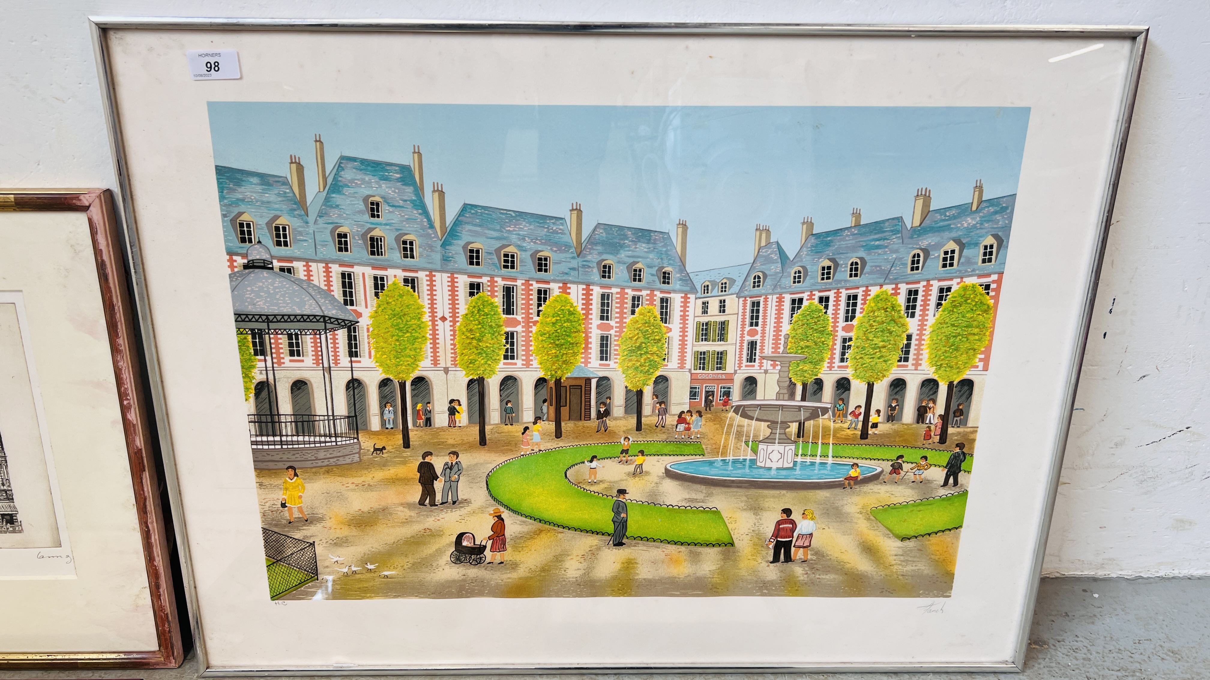 A GROUP OF EIGHT FRAMED PRINTS AND ETCHINGS TO INCLUDE EUROPEAN SQUARE SCENE SIGNED H. - Image 2 of 10