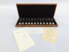 AN RSPB SILVER SPOON COLLECTION, J PINCHES LON 1975, 12 SPOONS.