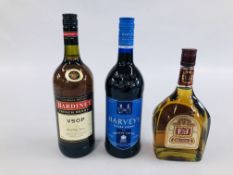 1 X BARDINET 100CL BOTTLE OF FRENCH BRANDY ALONG WITH 1 X BOTTLE OF 700ML E & J BRANDY AND 1 X