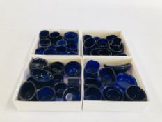 A COLLECTION OF APPROX 48 BLUE GLASS LINERS.