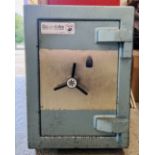 A DUDLOW SECURITY SAFE, W 48CM X D 54CM X H 66CM.