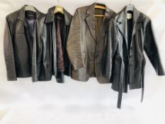 FOUR VINTAGE GOOD QUALITY LEATHER JACKETS TO INCLUDE MEUCCI, CIRO CITTERIO, KEENAN ETC.