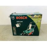 A BOXED BOSCH AUR1100 ELECTRIC GRASS AERATOR (AS NEW) - SOLD AS SEEN