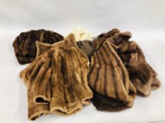 A GROUP OF SEVEN QUALITY HANDMADE VINTAGE FUR COATS AND SHAWLS TO INCLUDE AN EXAMPLE BY "JOHN