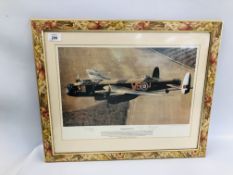 A MOUNTED PRINT OF THE LANCASTER MK B1 Pa474 VJ FLYPAST 19TH.