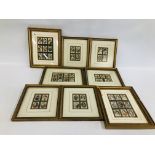 A COLLECTION OF 8 FRAMED CIGARETTE SILKS, EACH CONTAINING MULTIPLE EXAMPLES.