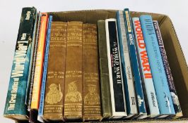 BOX CONTAINING A COLLECTION OF BOOKS RELATING TO WAR,