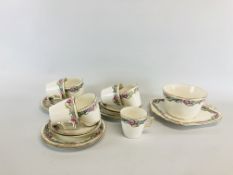 A 6 PLACE SETTING OF SHELLY TEA SET PATTERN 11166 - 21 PIECES
