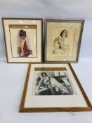 TWO ORIGINAL FRAMED NUDE STUDIES TO INCLUDE A PENCIL "ROYAL ACADAMY OF ARTS" EXAMPLE - W 47CM X H