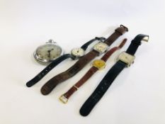 A GROUP OF 4 VINTAGE WRIST WATCHES TO INCLUDE TIMEX & MOSLA EXAMPLES ALONG WITH A SMITHS EMPIRE