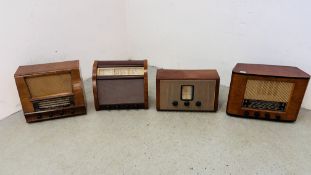 A GROUP OF FOUR VINTAGE VALVE RADIO'S TO INCLUDE E.G.C, COLUMBIA ETC - COLLECTORS ITEMS ONLY.