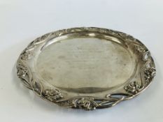 SILVER SALVER PEARCE BORDER AND ENGRAVED WILLIAM HUTTON AND SON SHEFFIELD 1905.