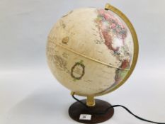 AN ELECTRICAL DESK REVOLVING GLOBE - H 40CM - SOLD AS SEEN.