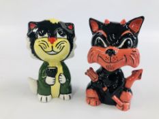 TWO LORNA BAILEY CAT ORNAMENTS TO INCLUDE TORCHER & MEPHISTO BEARING SIGNATURE.