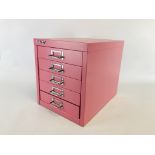 A MODERN "BISLEY" 5 DRAWER DESK TOP FILE CABINET. W 28CM X D 38CM X H 32.5CM.