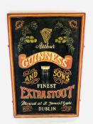 A REPRODUCTION GUINNESS FINEST EXTRA STOUT PUB ADVERTISING SIGN 90CM H X 60CM W.