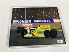 A F1 BRITISH GRAND PRIX 1992 SEINA & BRINDAL FRAMED PAINTING.