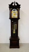 AMERICAN BLACK WALNUT CASED LONGCASE CLOCK SUPPLIED BY EMPOROR CLOCK Co. LTD, MOON PHASE DIAL.