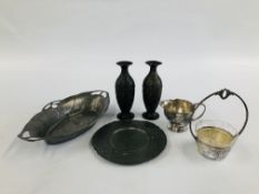 A GROUP OF ART NOUVEAU METAL WORK TO INCLUDE OSIRIS PEWTER, URANIA, WMF & KDM EXAMPLES.