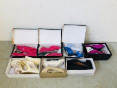 7 X PAIRS OF AS NEW LADIES SHOES.