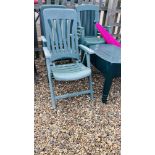 SET OF FOUR GREEN UPVC STACKING GARDEN CHAIRS,